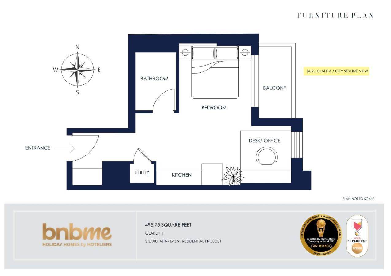 Bnbmehomes - Elegant & Stylish Studio In Downtown - 502 두바이 외부 사진